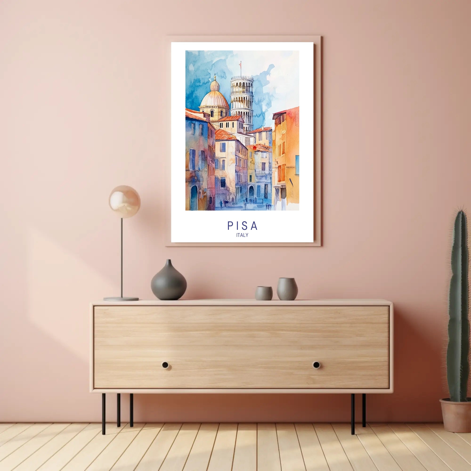 Pisa Leaning Tower Watercolor Art Travel Poster PosterGoat
