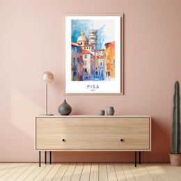 Pisa Leaning Tower Watercolor Art Travel Poster PosterGoat