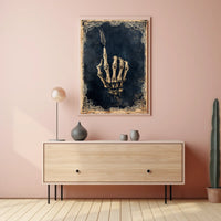 Skeletal Hand with Feather Artistic Abstract Poster