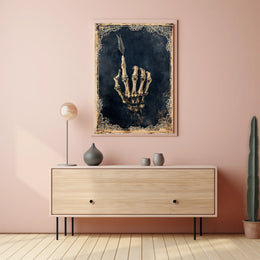Skeletal Hand with Feather Artistic Abstract Poster