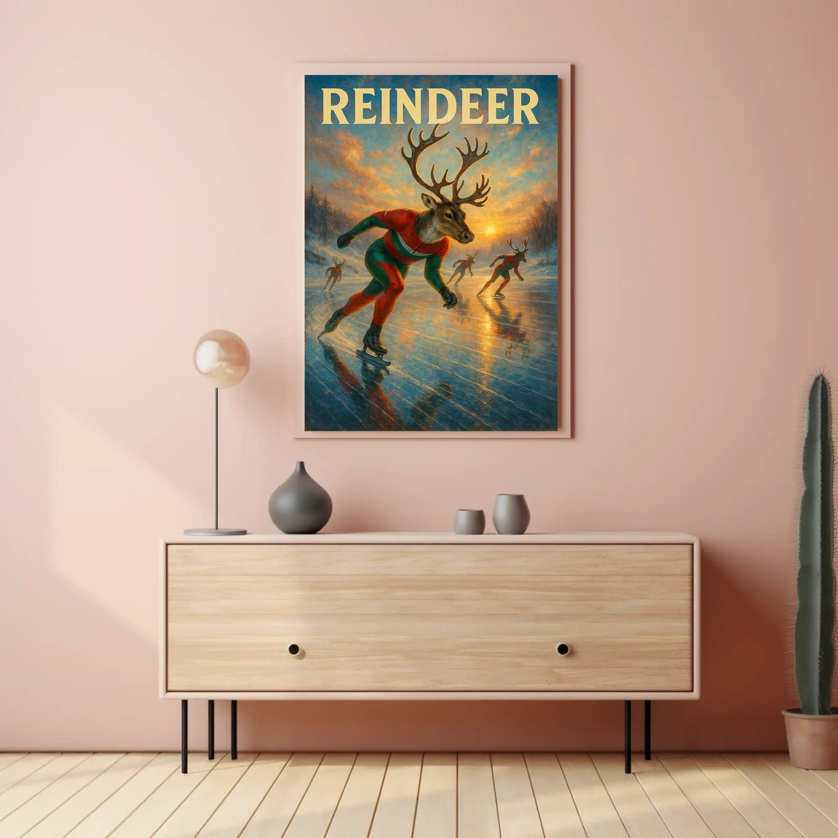 Reindeer Ice Skating Extravaganza Fantasy or Mythology Poster