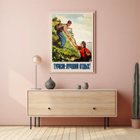 Vintage Soviet Outdoor Adventure Travel Poster