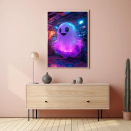 Neon Ghost in Futuristic Sci-Fi Poster