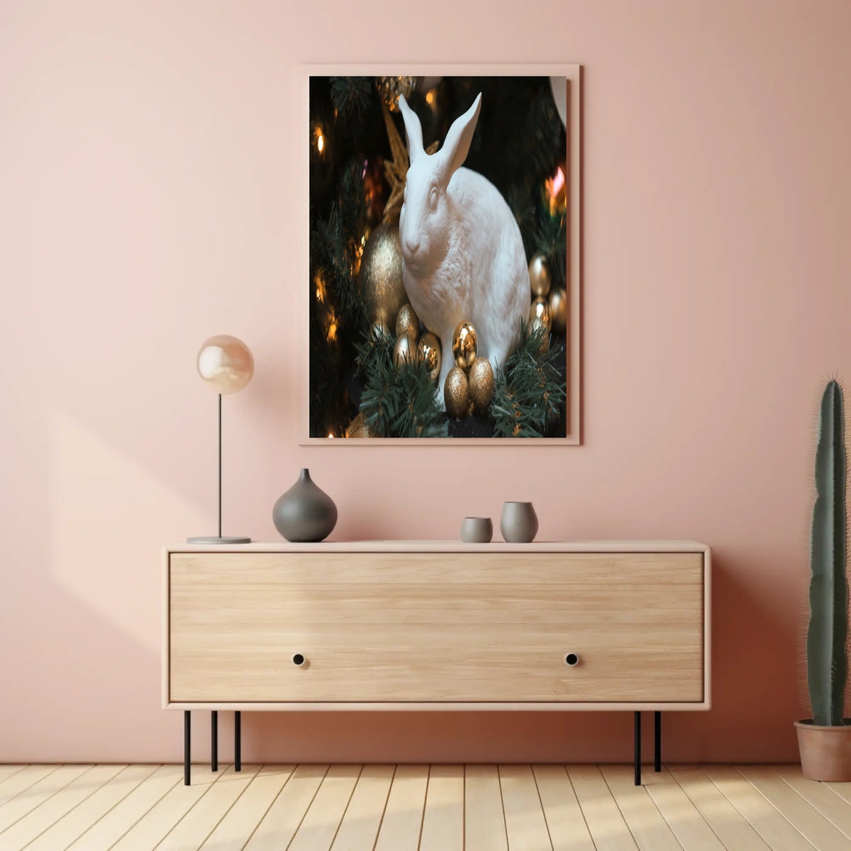 Festive Rabbit Sculpture Poster