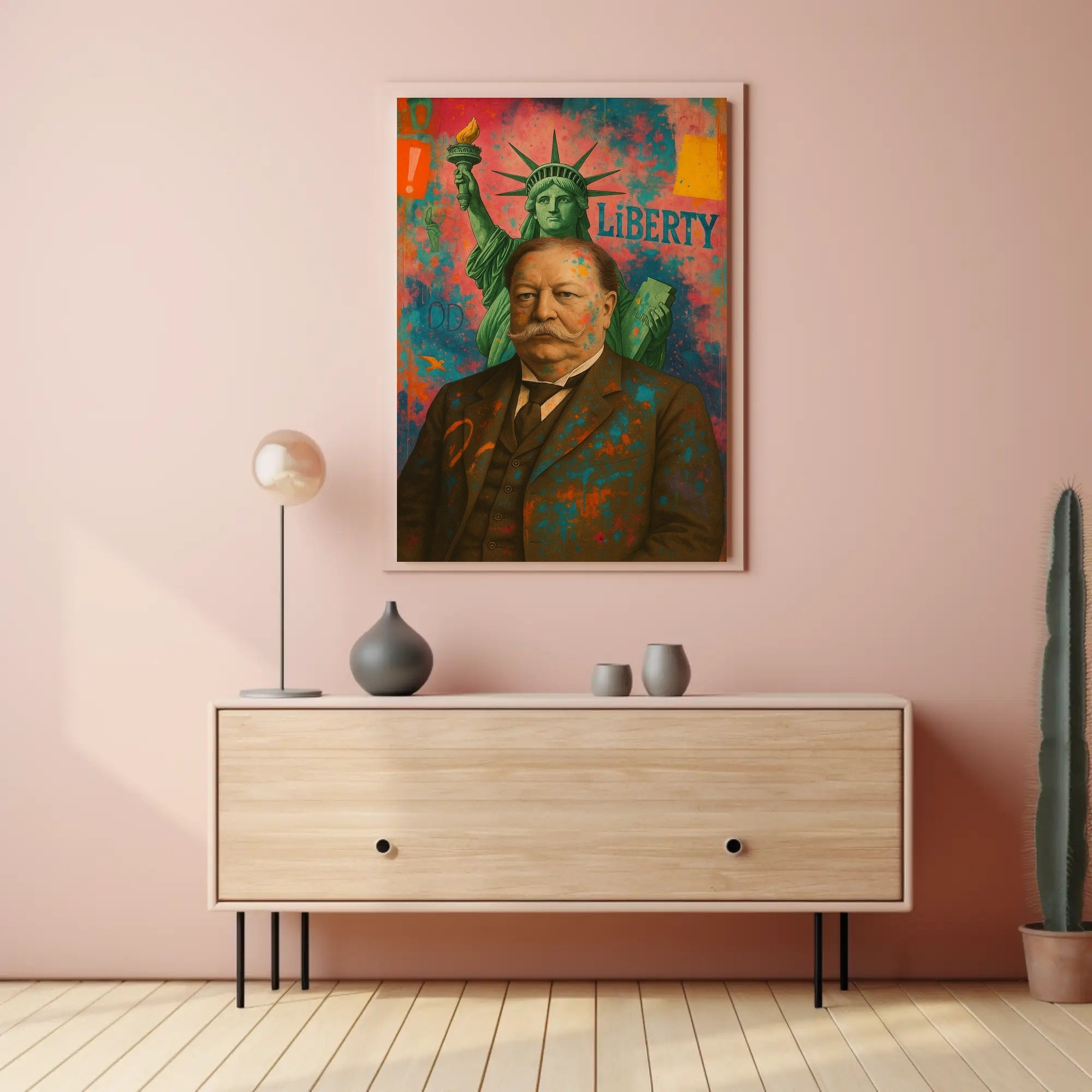 Liberty Meets Modern Chaos: Artistic or Pop Culture Poster