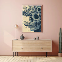 Surreal Skull Art Poster with Vintage Eerie Design