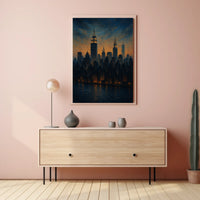 New York City Skyline Poster Impressionist Wall Art