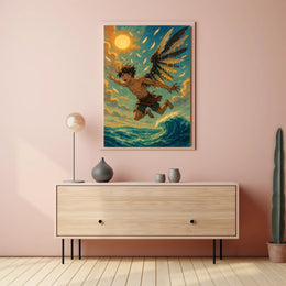 Icarus Inspired Myth Art in Vintage Painterly Style Poster