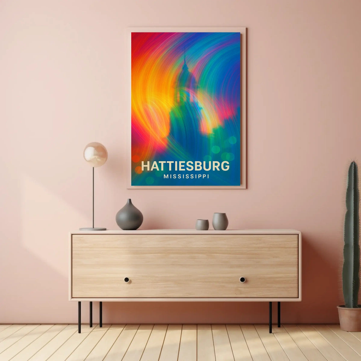 Hattiesburg Mississippi Cityscape Realism Travel Poster