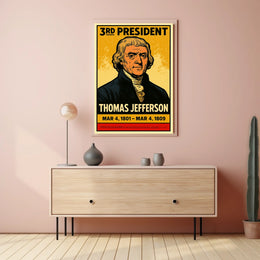 Thomas Jefferson 3rd President of the United States Inked Comic Style Poster