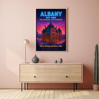 Albany Heritage Sunset City Skyline Poster Vintage Wall Art