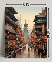 Rainy Day In A Traditional Asian Street Poster