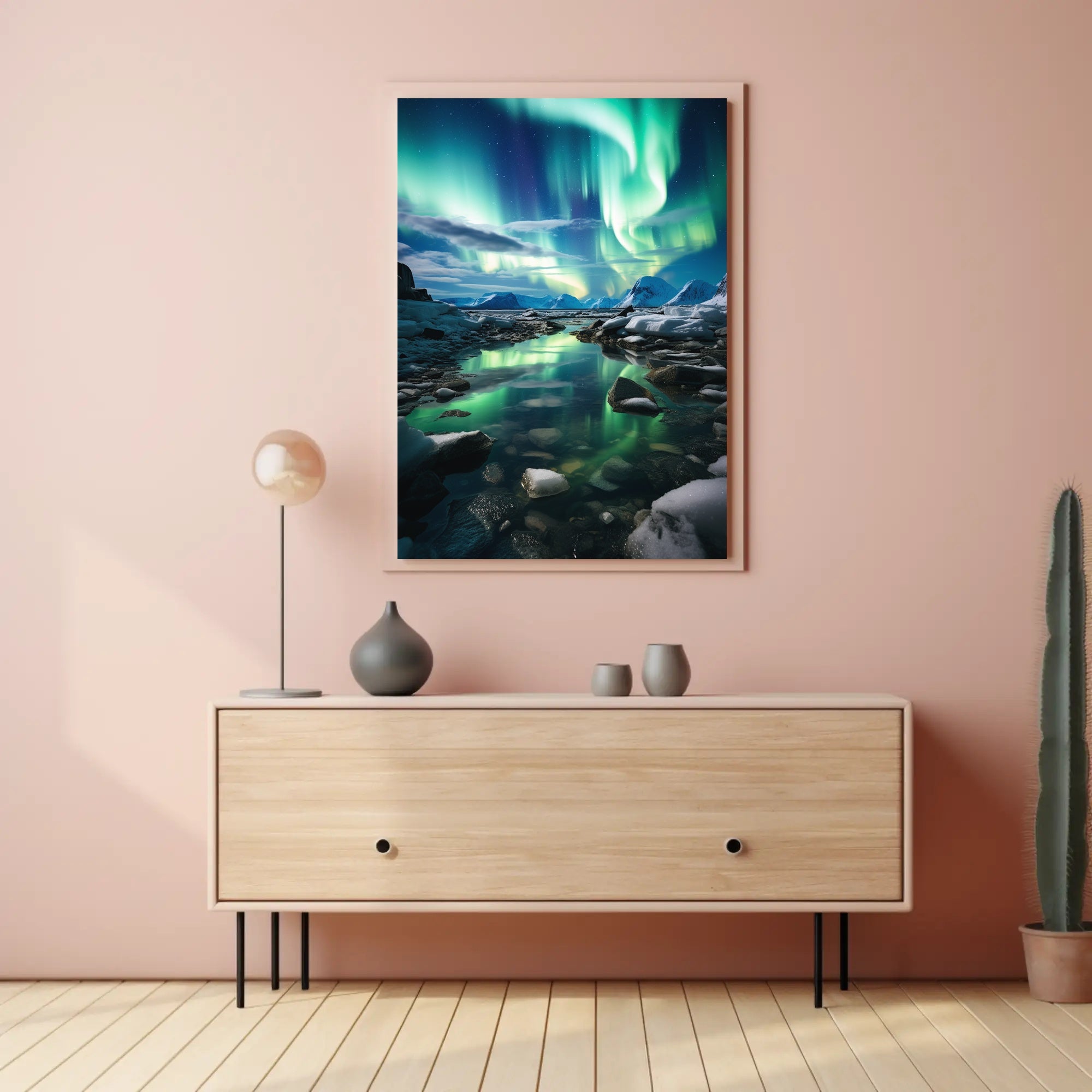 Northern Lights Over Arctic Landscape Travel Poster