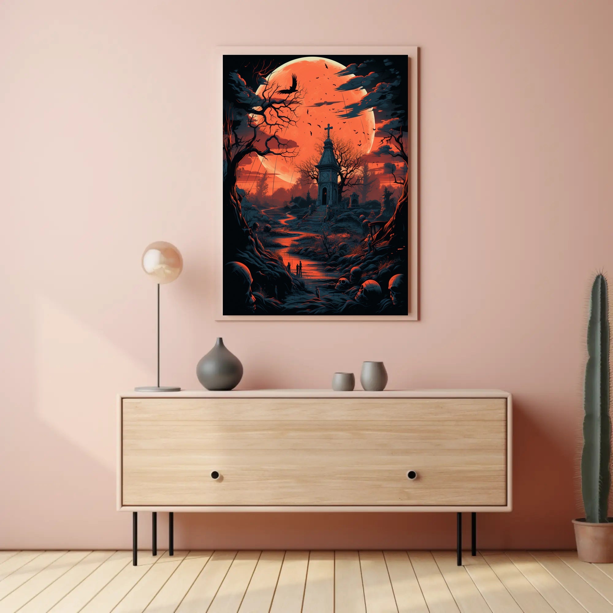 Haunted Moonlit Cemetery Poster
