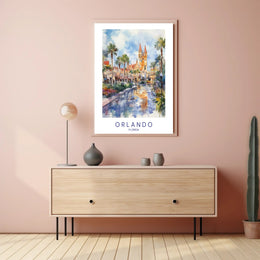 Orlando Watercolor Scene Poster PosterGoat