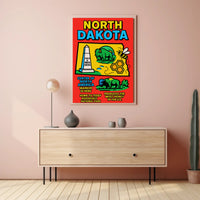 North Dakota Pop Art Travel Poster