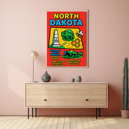 North Dakota Pop Art Travel Poster