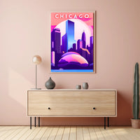 Chicago Skyline at Sunset: Urban Cityscape Poster