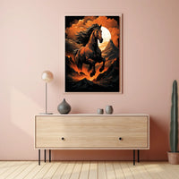 Majestic Stallion In Fiery Landscape Poster