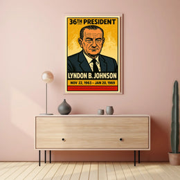 Lyndon B. Johnson 36th President of the United States Inked Comic Style Poster
