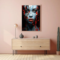 Fragmented Mosaic Female Face: Abstract Art Poster