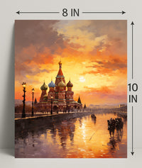 Sunset Over St. BasilS Cathedral Poster