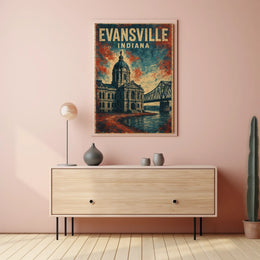 Evansville, Indiana Architectural Poster