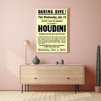 Houdini Daring Dive Early 1900s Historical Poster