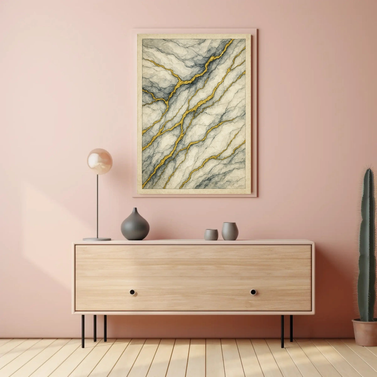 Elegant Marbled Kintsugi Design: Abstract or Artistic Poster