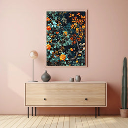 Lush Autumn Botanical Scene with Modern Artistic Poster