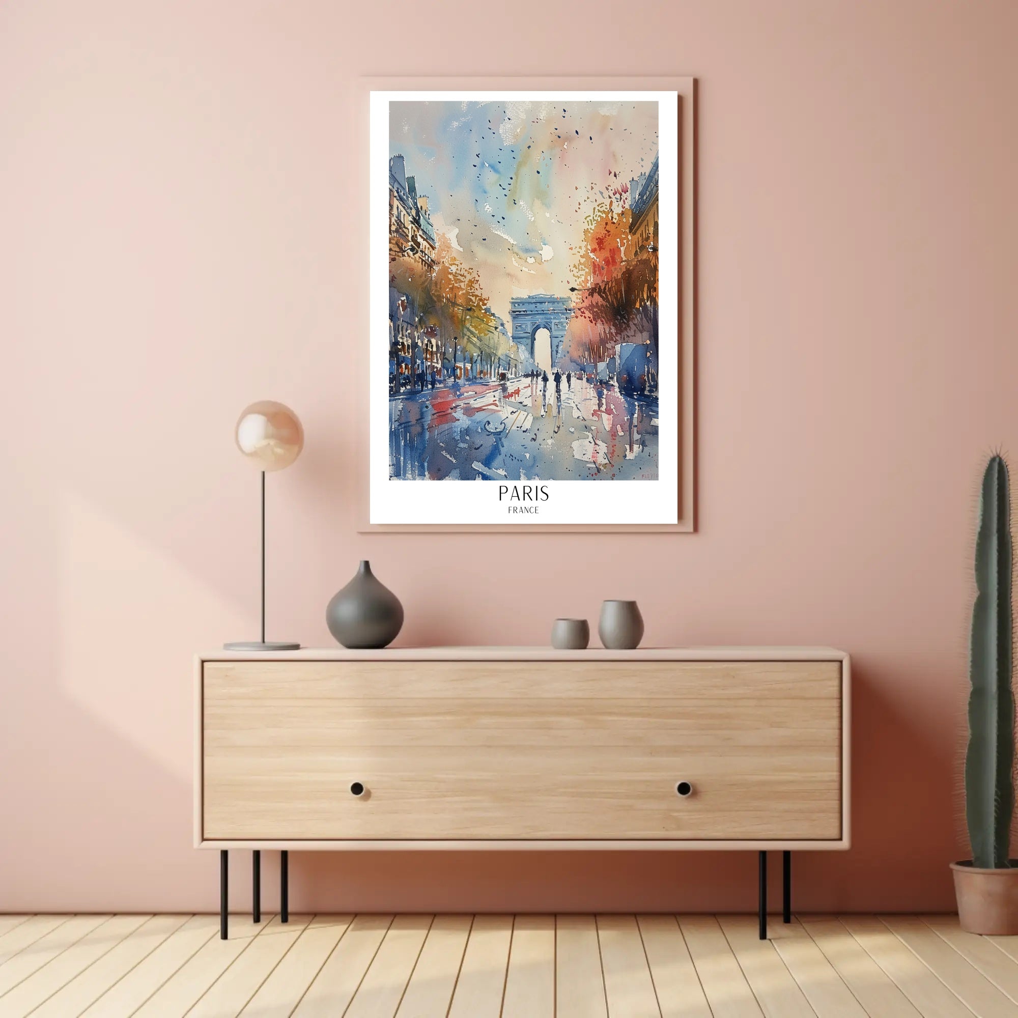 Paris Arc de Triomphe Impressionistic Watercolor Urban or Cityscape Poster PosterGoat