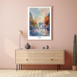 Paris Arc de Triomphe Impressionistic Watercolor Urban or Cityscape Poster PosterGoat