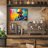 Dynamic Construction Worker Abstract Art Poster