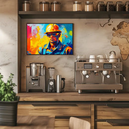 Dynamic Construction Worker Abstract Art Poster