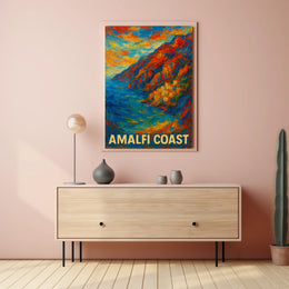 Amalfi Coast Vibrant Landscape Poster Wall Art 18x24