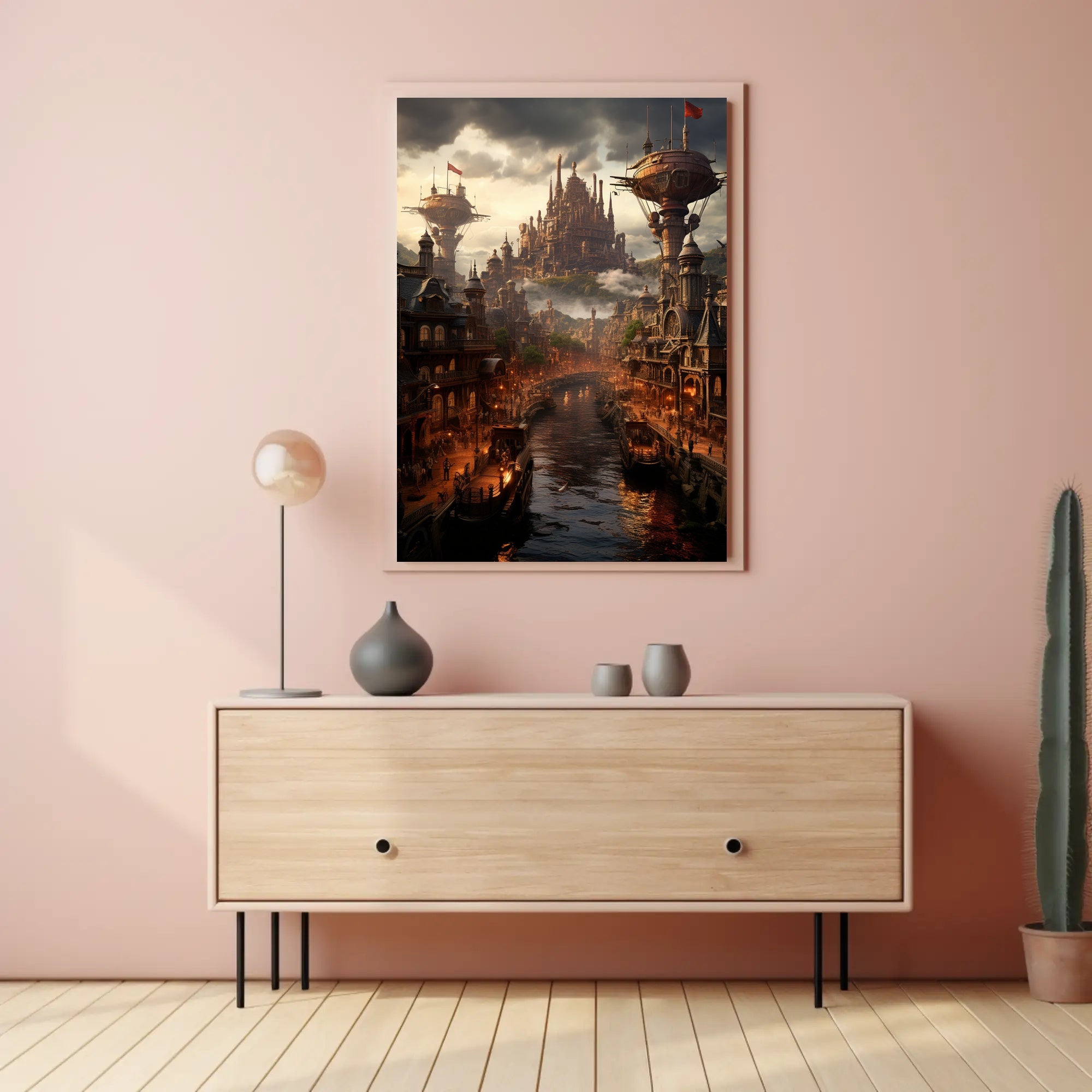 Steampunk Cityscape Poster