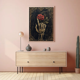 Skeletal Hand with Rose Gothic Vintage Art Poster