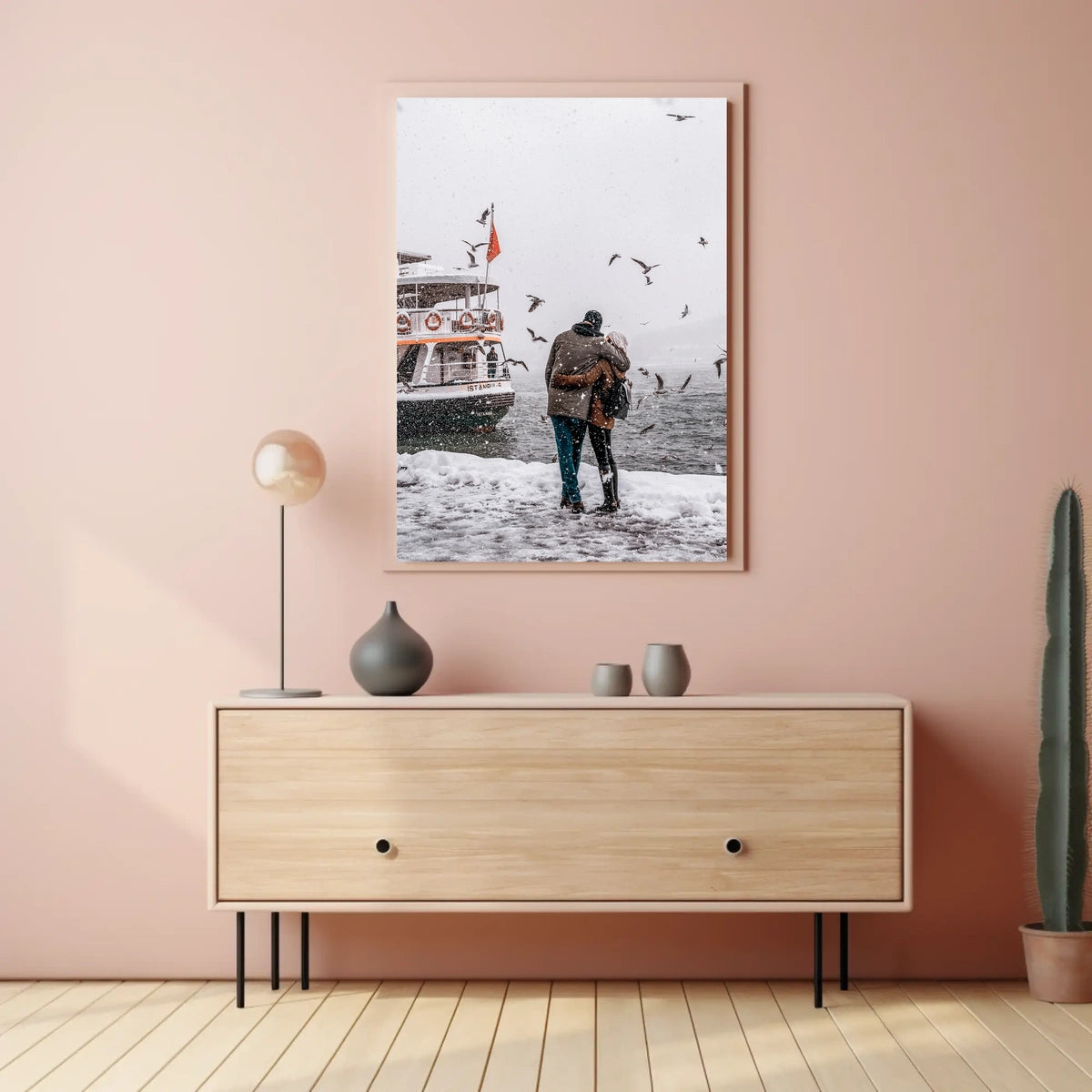 Winter Embrace By The Sea Poster