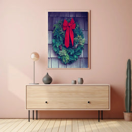 Festive Green Wreath Photorealistic Christmas Decoration Poster