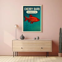 Cherry Barb Fish Vibrant Illustration Animal Poster