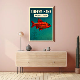 Cherry Barb Fish Vibrant Illustration Animal Poster