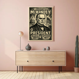 William McKinley 25th President of the United States B & W Comic Sketch Poster