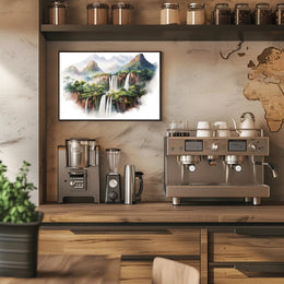 Majestic Waterfalls and Mountains Poster