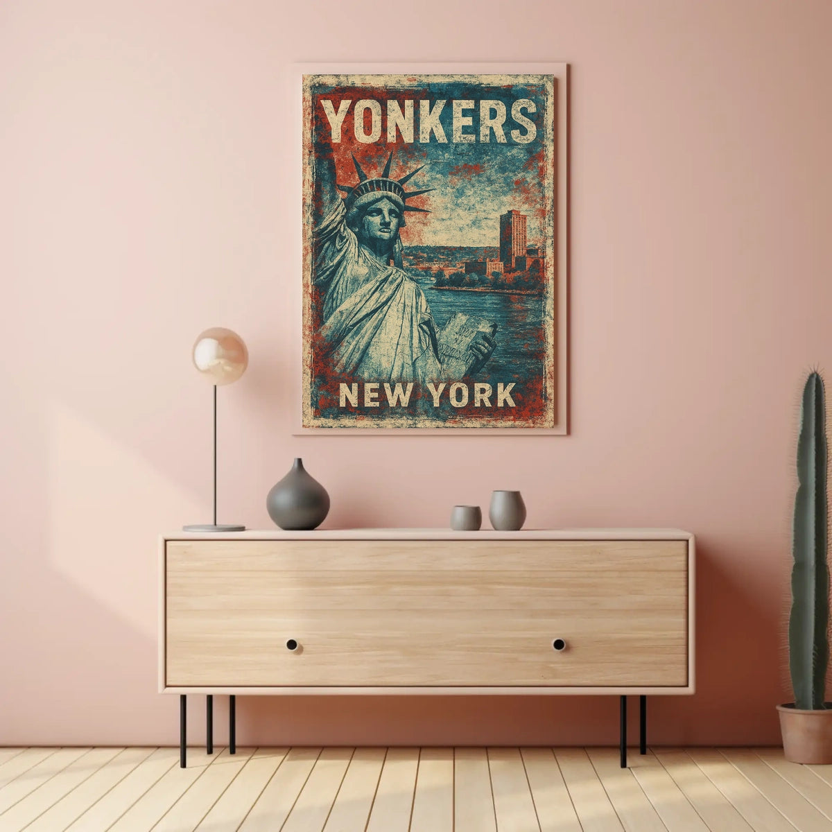Yonkers Vintage Heritage Art Deco Cityscape Poster
