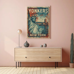 Yonkers Vintage Heritage Art Deco Cityscape Poster
