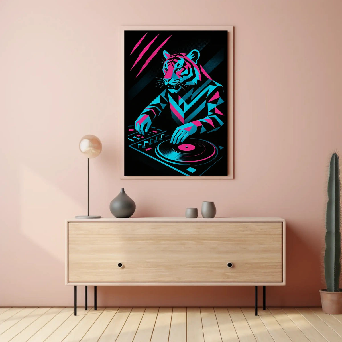 Neon Tiger Dj Poster