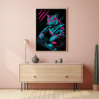 Neon Tiger Dj Poster