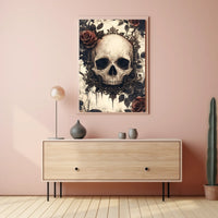 Gothic Skull with Roses Artwork Poster Poster