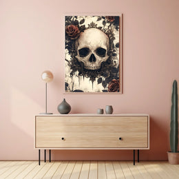 Gothic Skull with Roses Artwork Poster Poster