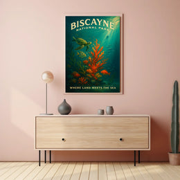 Underwater Scene Marine Life Biscayne National Park Coral Reef Poster